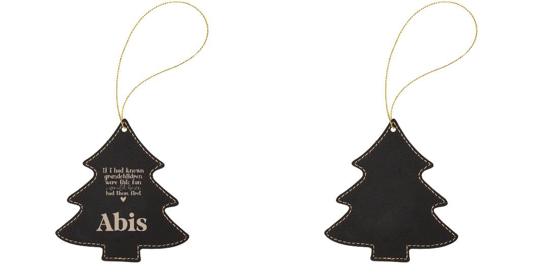 Christmas Tree Leatherette Ornaments - Engraves Gold