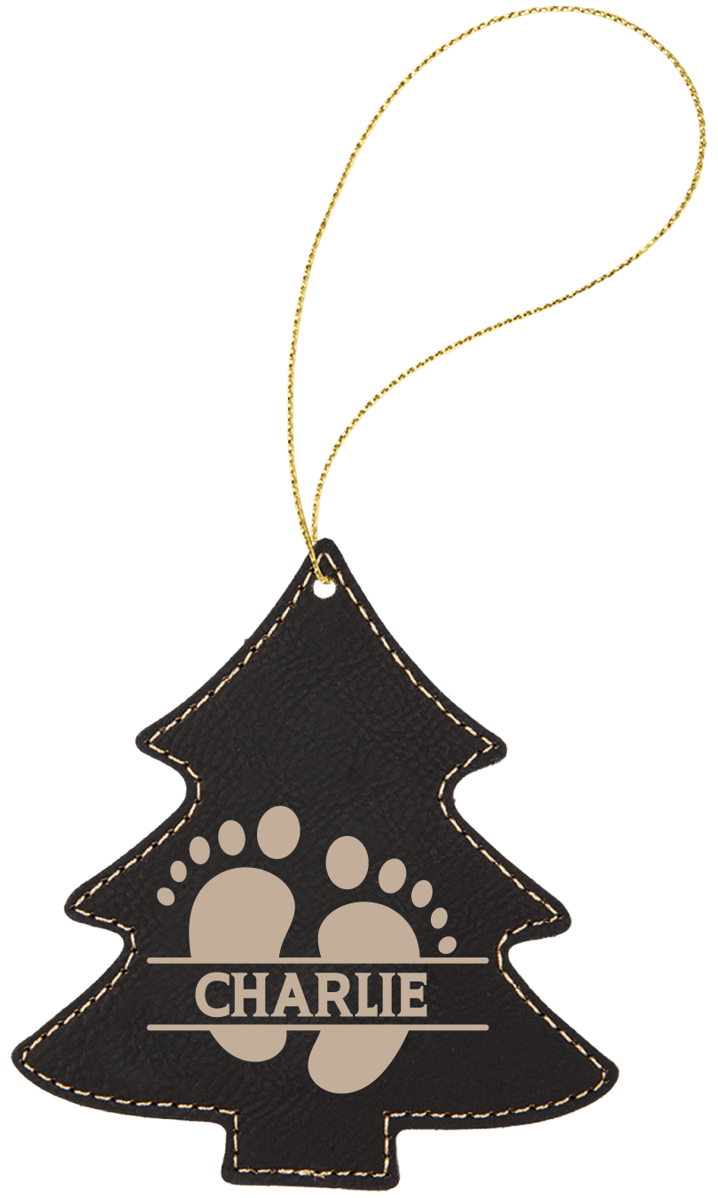 Christmas Tree Leatherette Ornaments - Engraves Gold