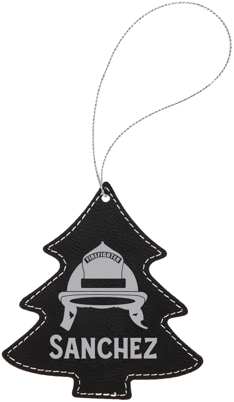 Christmas Tree Leatherette Ornaments - Engraves Silver