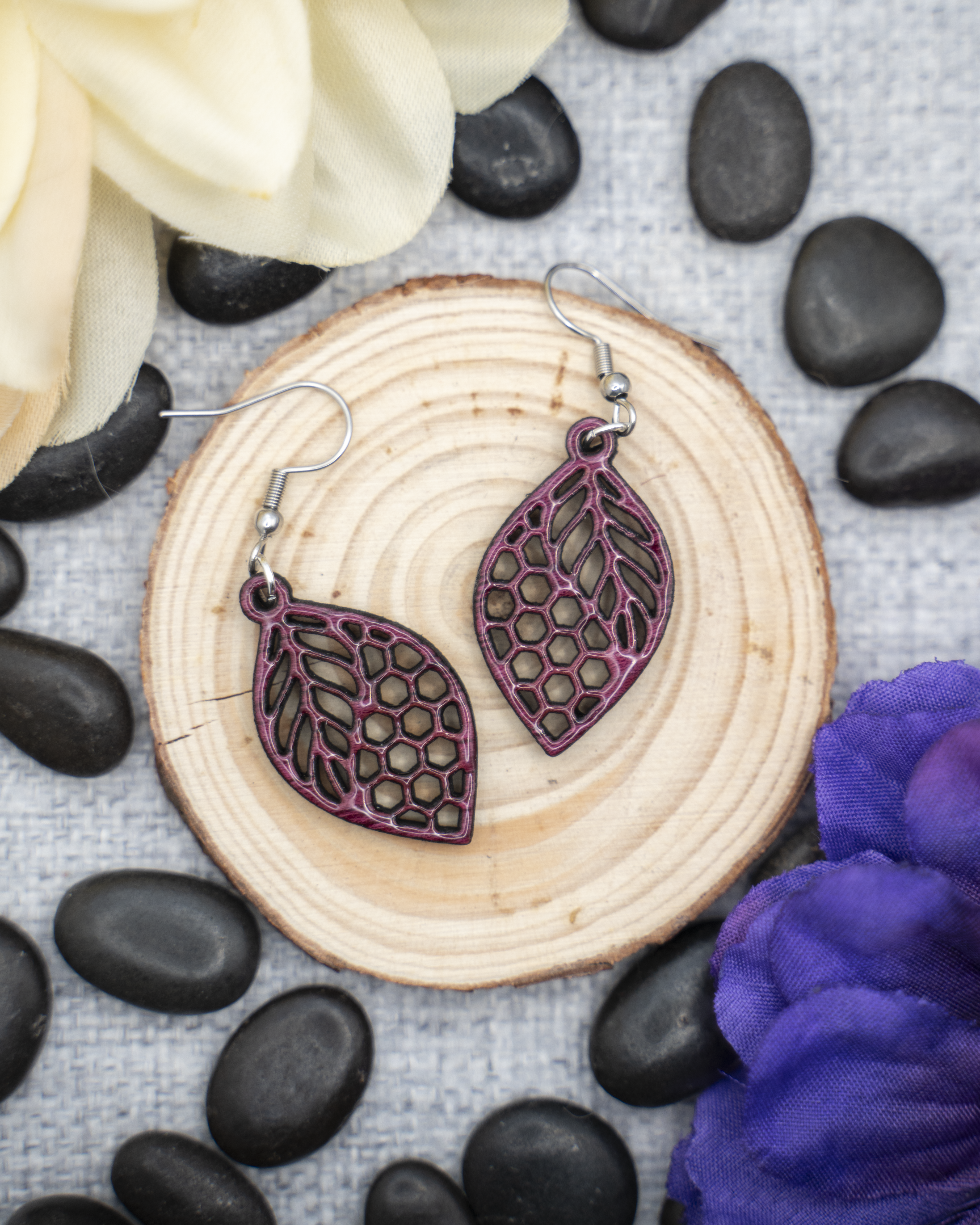 Honeycomb Leaf Earrings