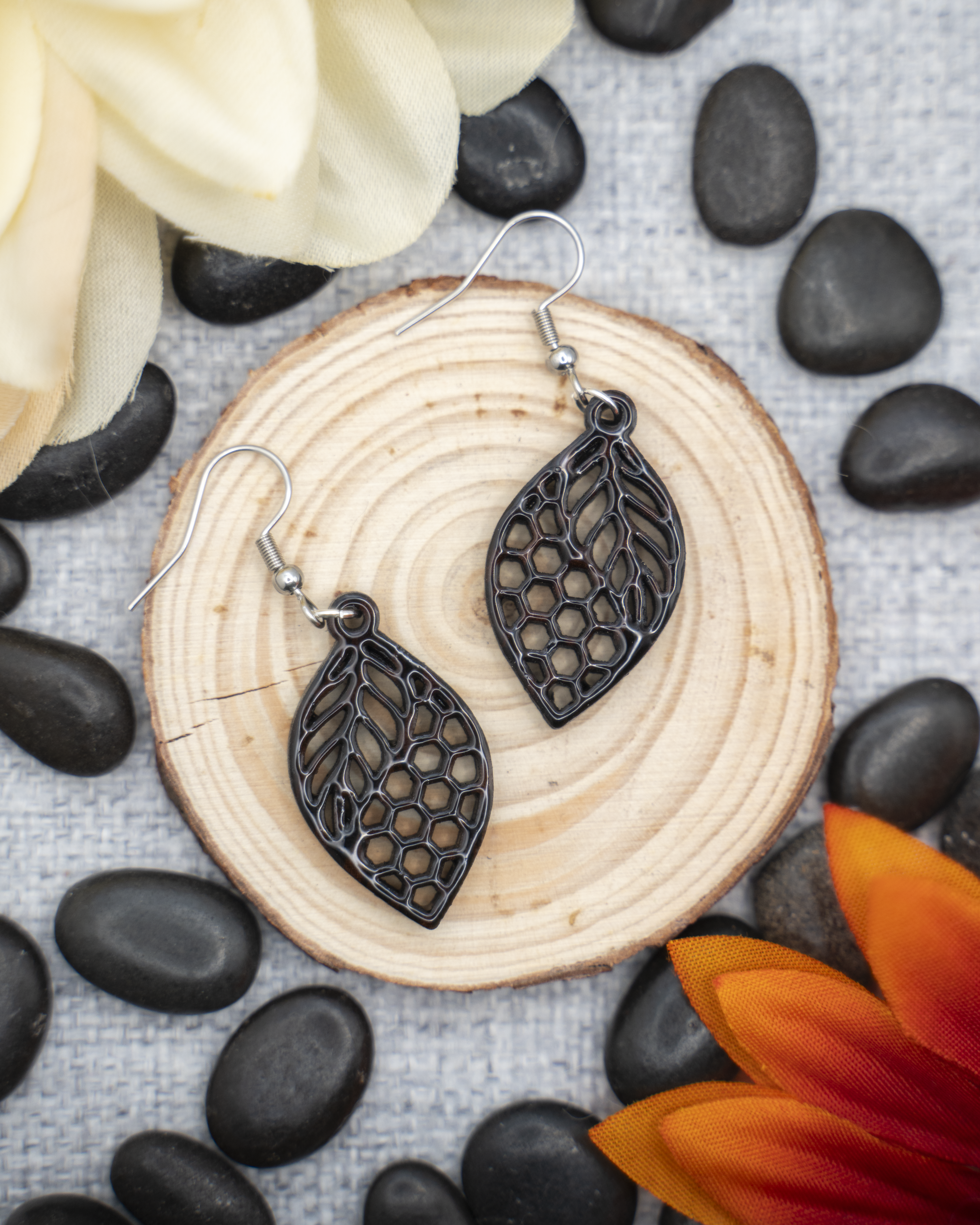 Honeycomb Leaf Earrings