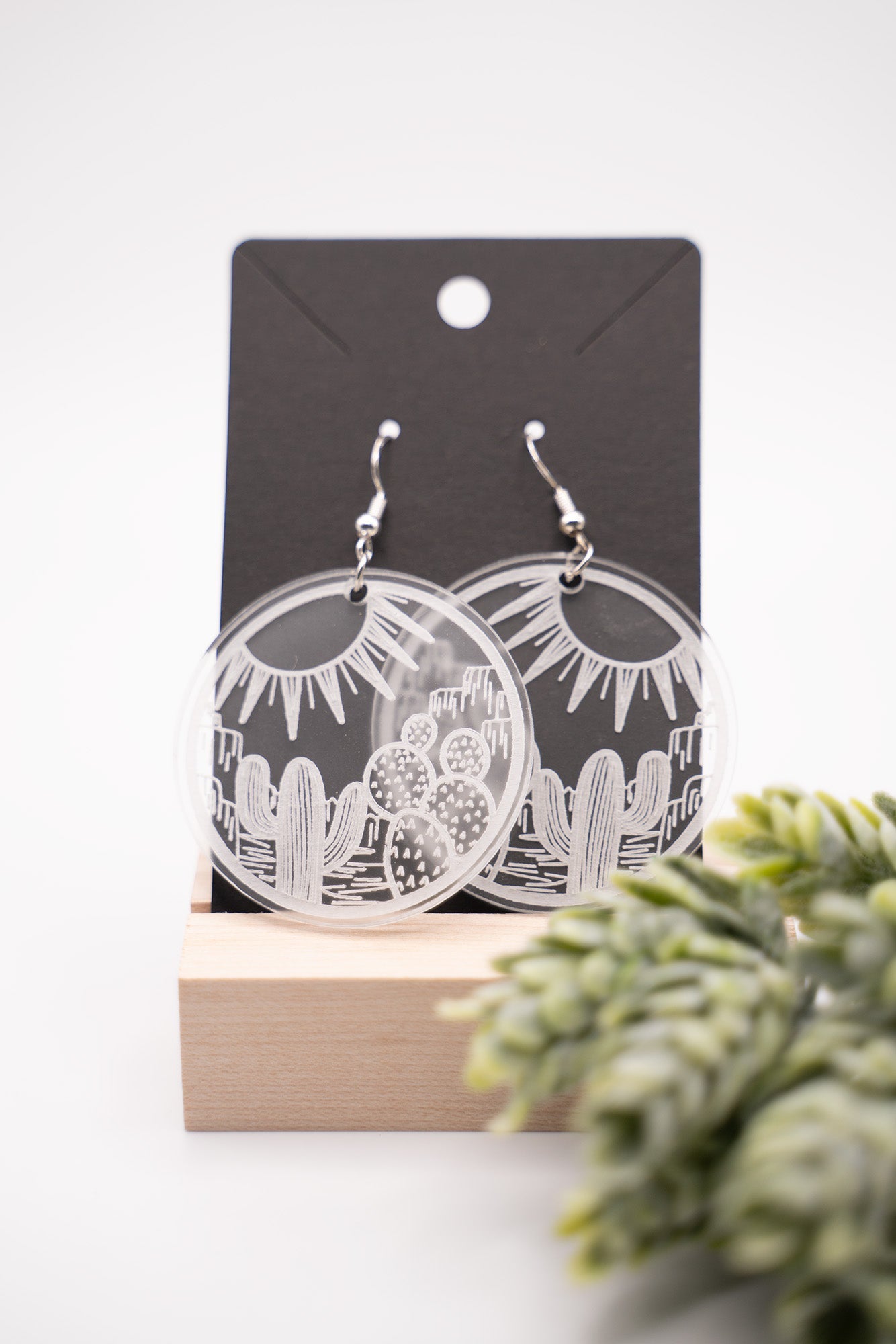 Circle Desert Engraved Acrylic Earrings