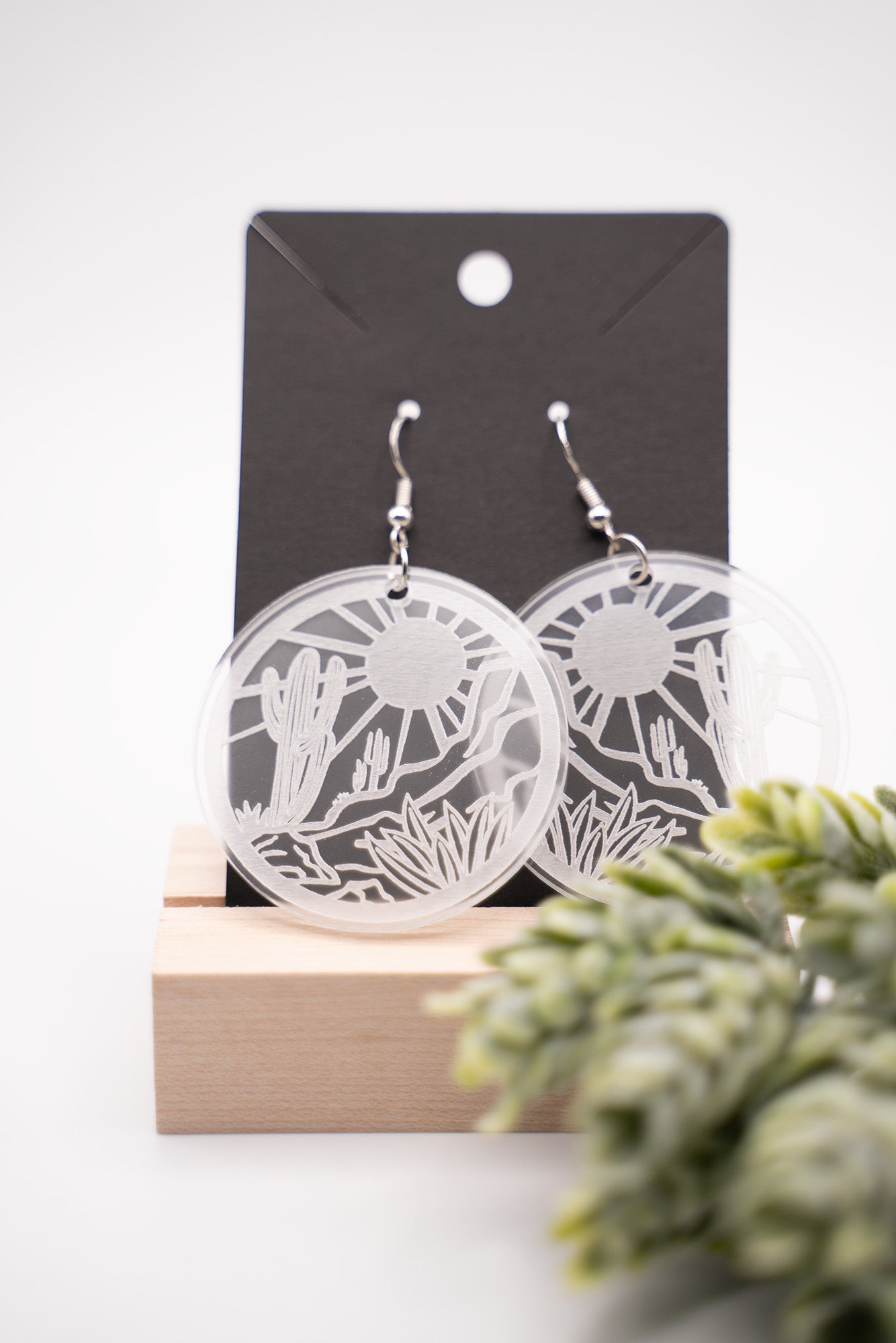 Circle Desert Engraved Acrylic Earrings