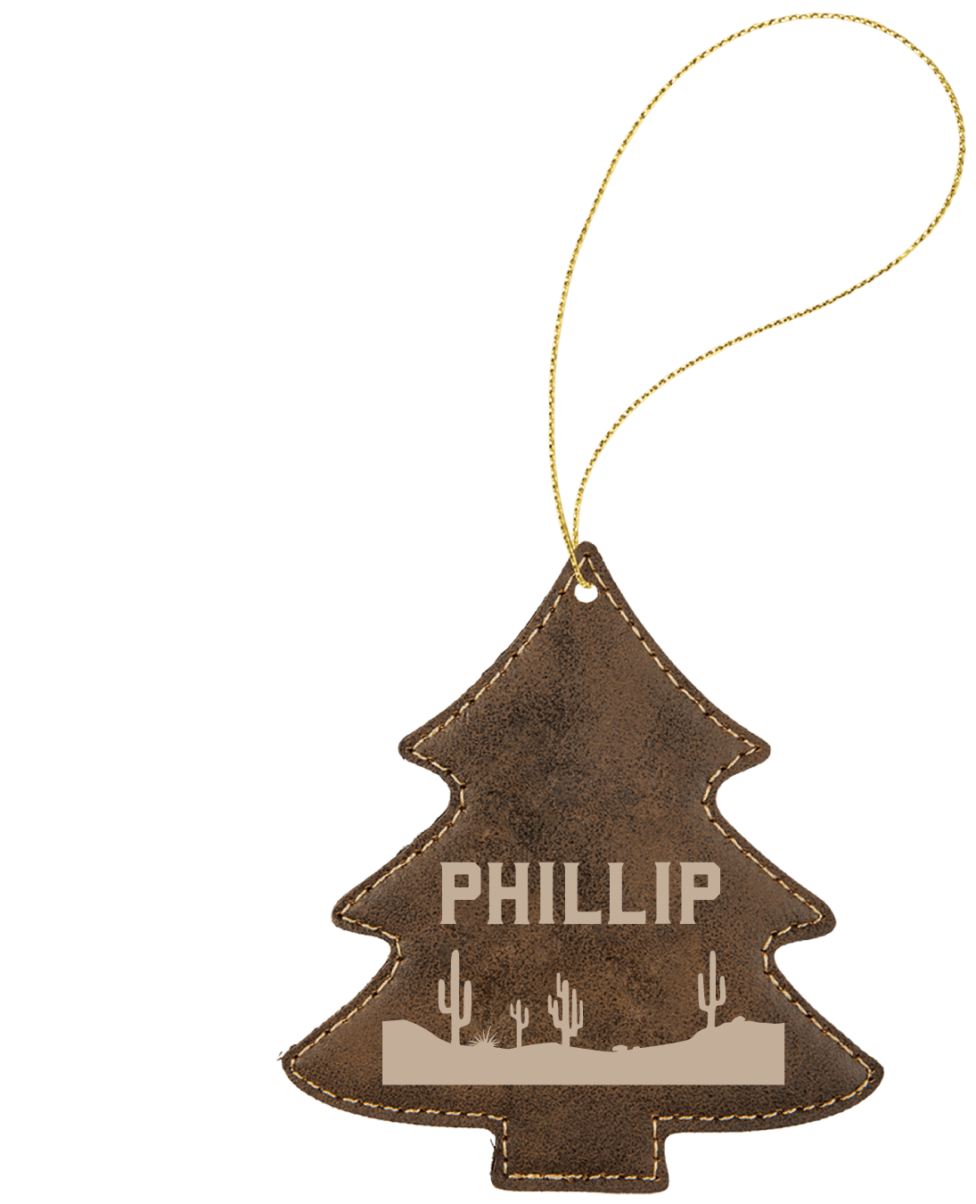 Christmas Tree Leatherette Ornaments - Engraves Gold