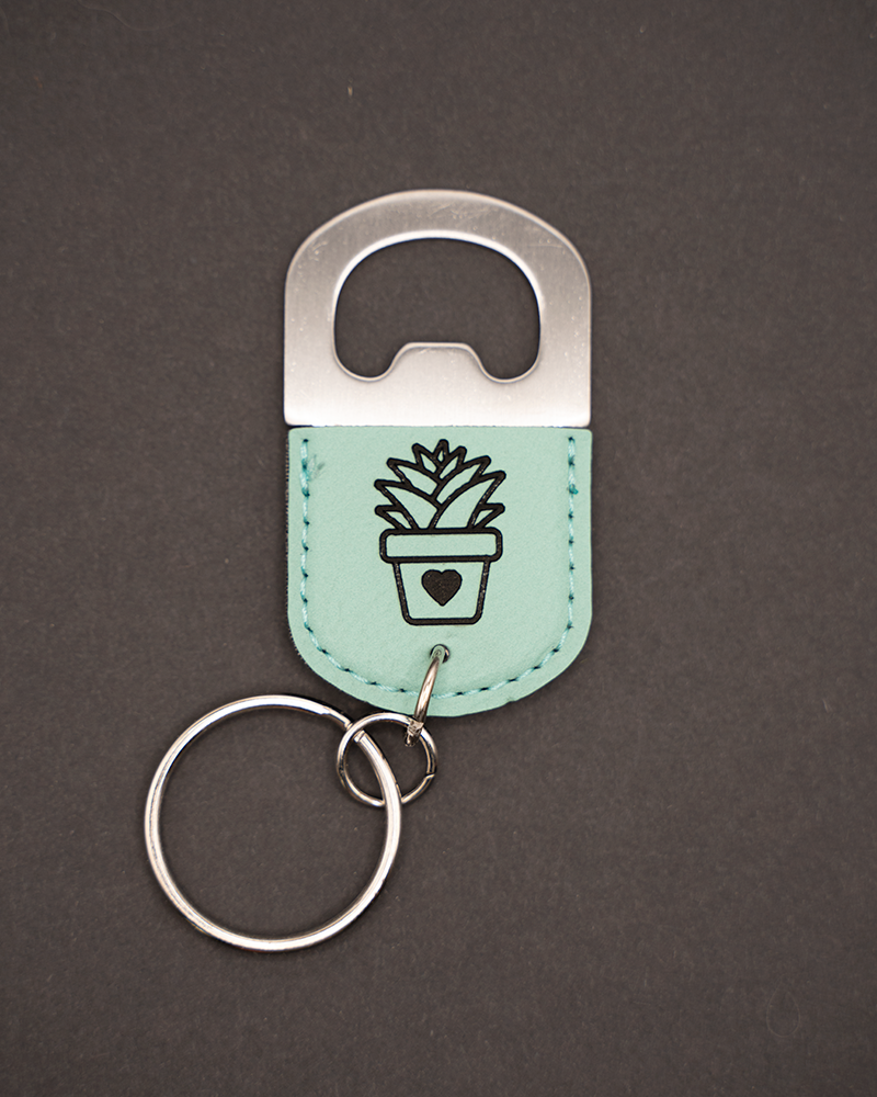 Heart Pot Cactus Keychain Bottle Opener