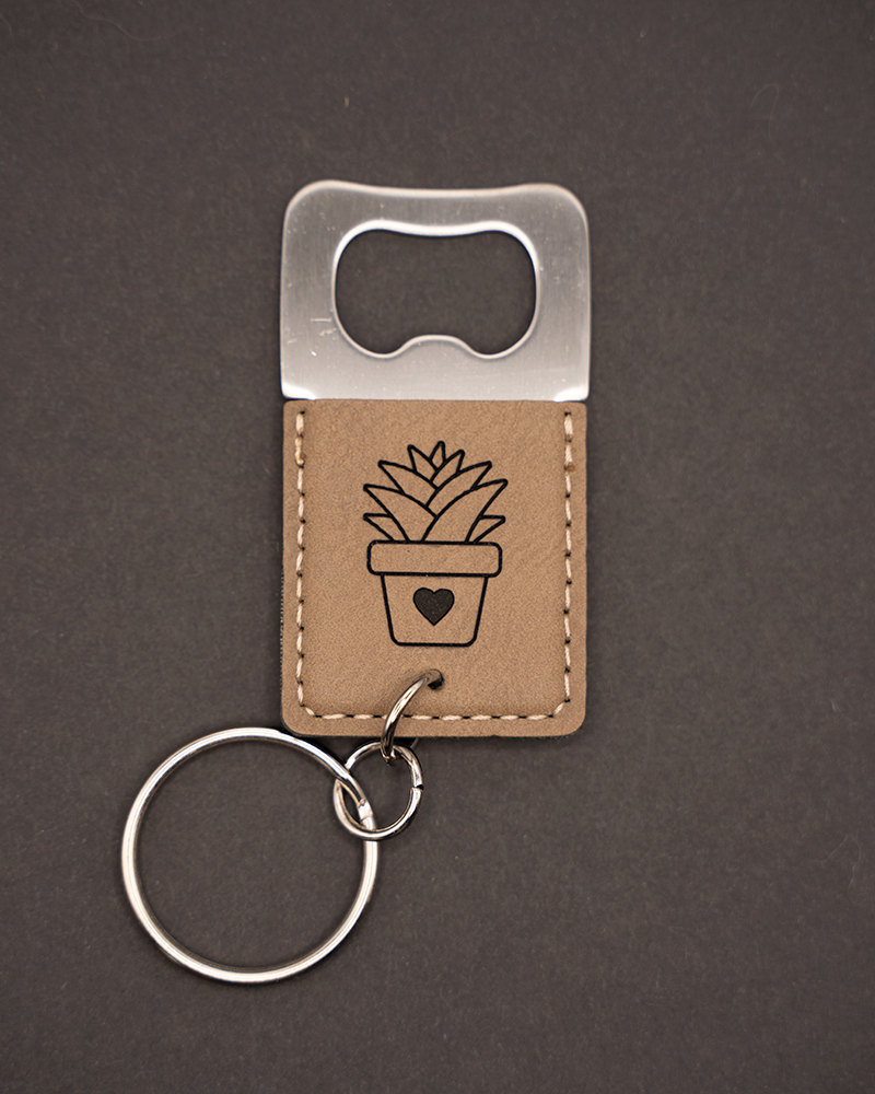 Heart Pot Cactus Keychain Bottle Opener