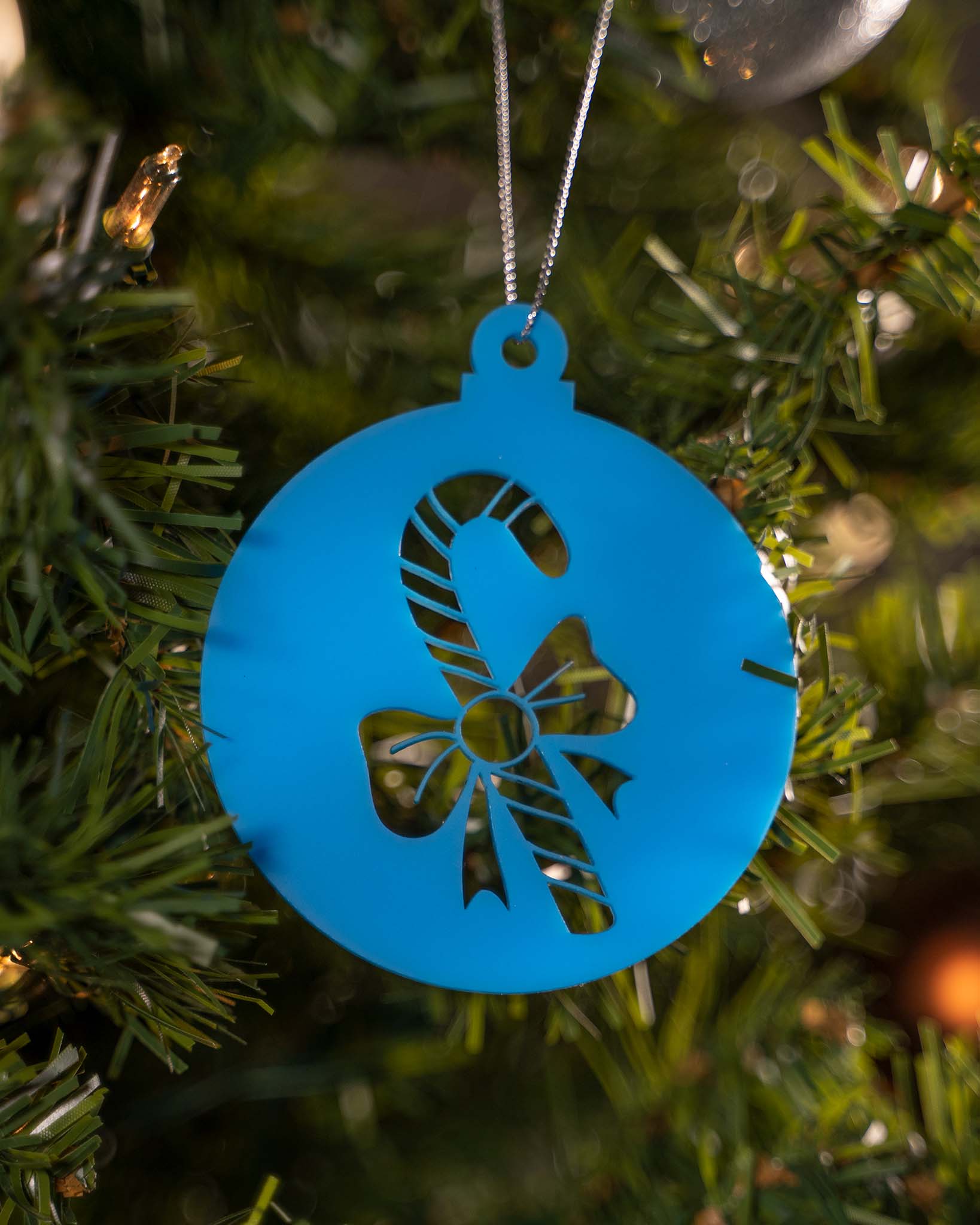 Candy Cane & Bow Ornament