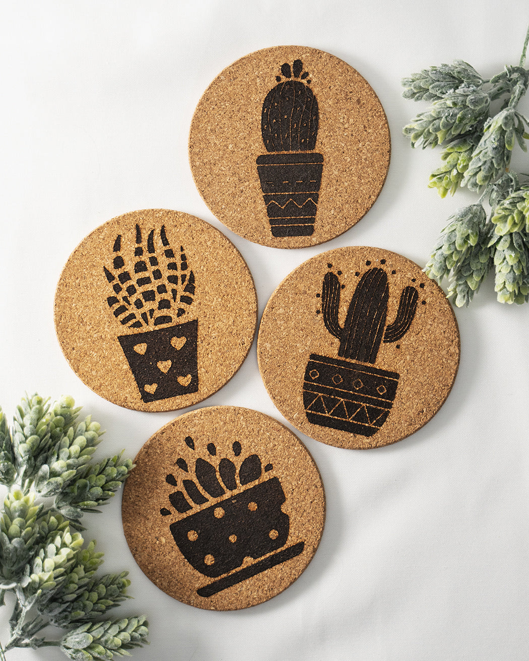 Bold Cactus Cork Coasters