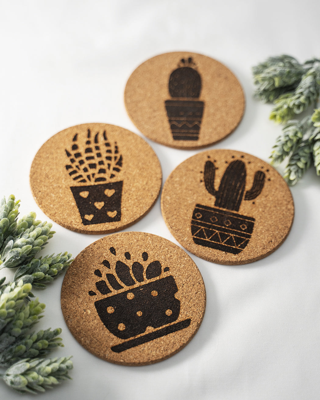 Bold Cactus Cork Coasters
