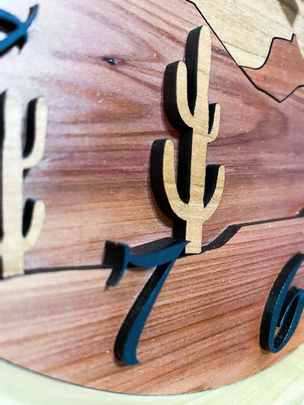 Desert Landscape Wooden Clock