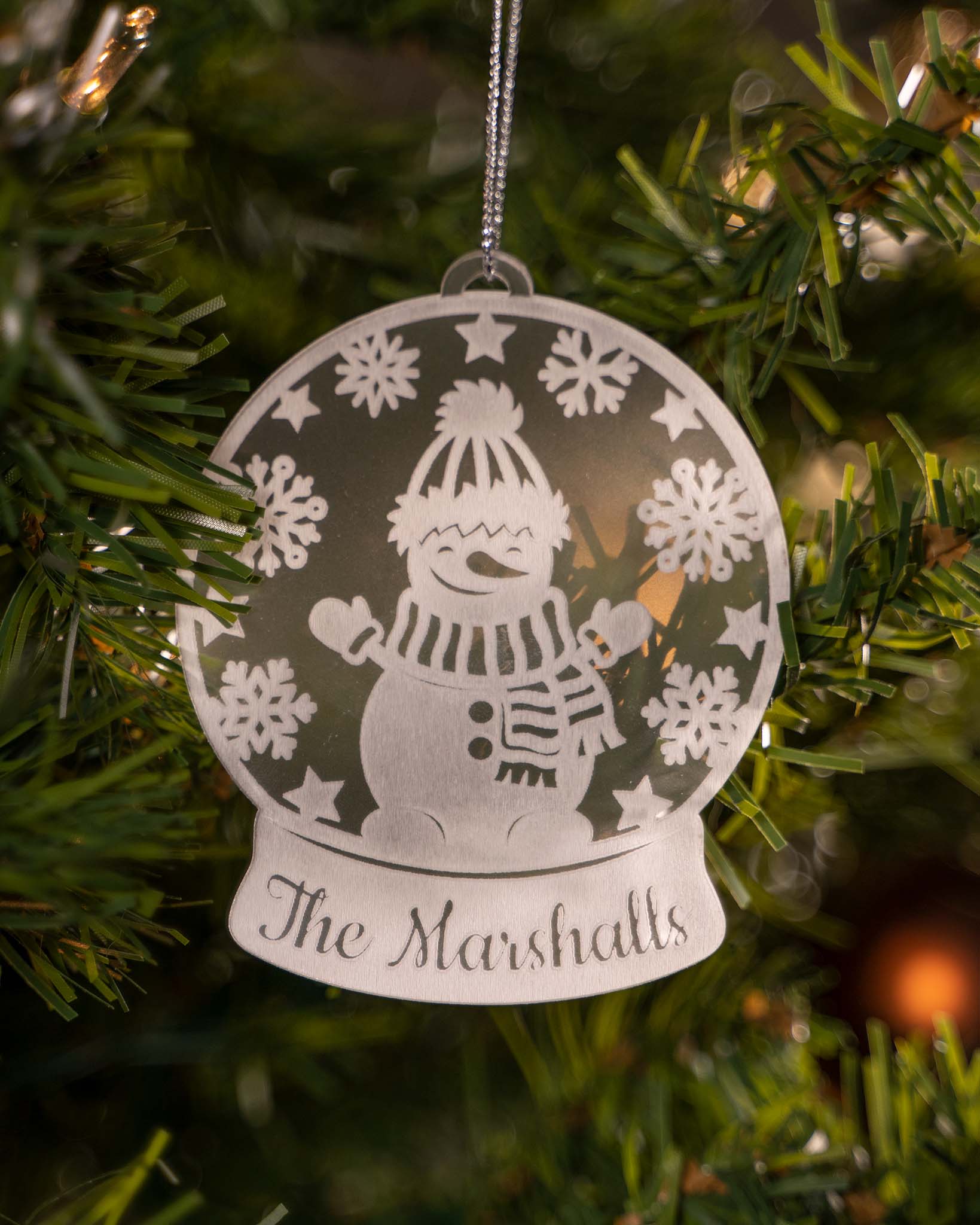 Custom Engraved Snow Globe Christmas Ornament