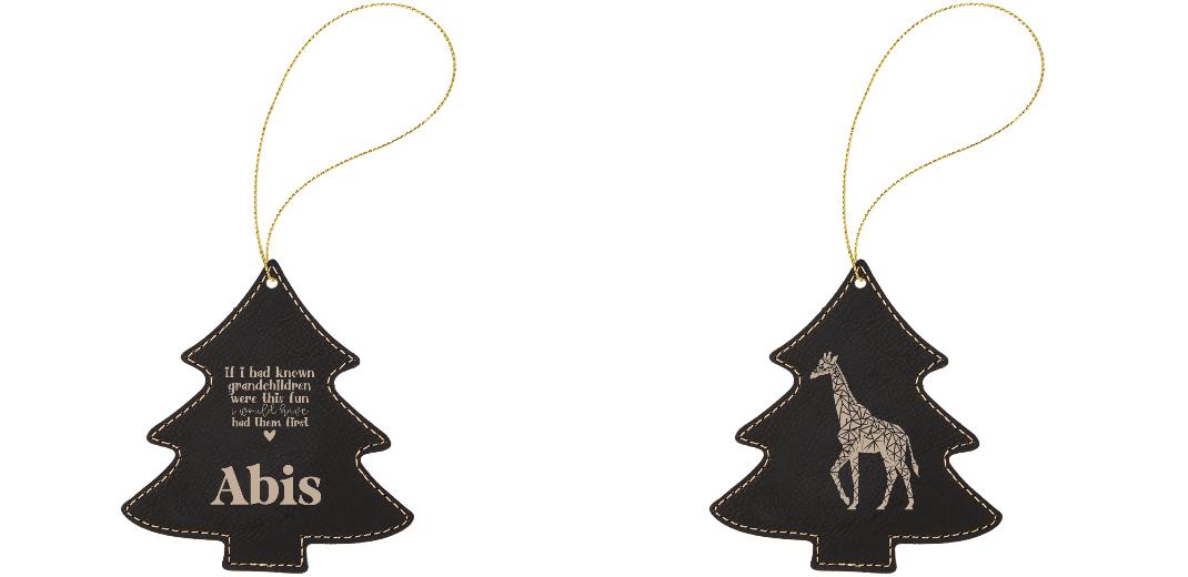 Christmas Tree Leatherette Ornaments - Engraves Gold