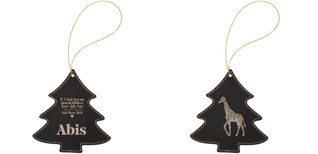 Christmas Tree Leatherette Ornaments - Engraves Gold