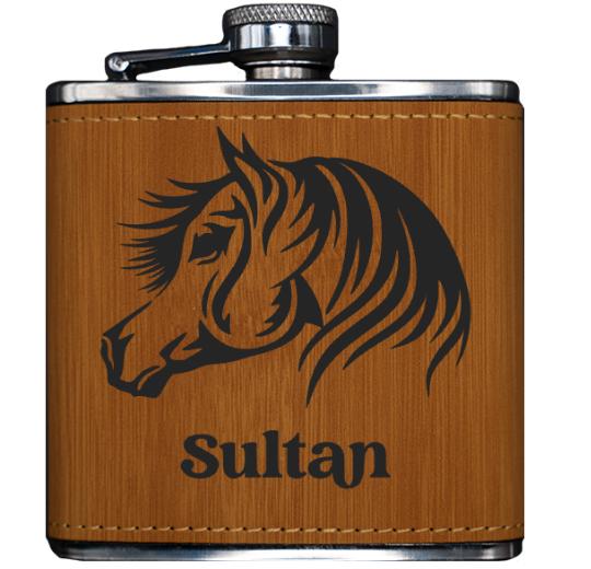 Leatherette Flask - Black Engraving