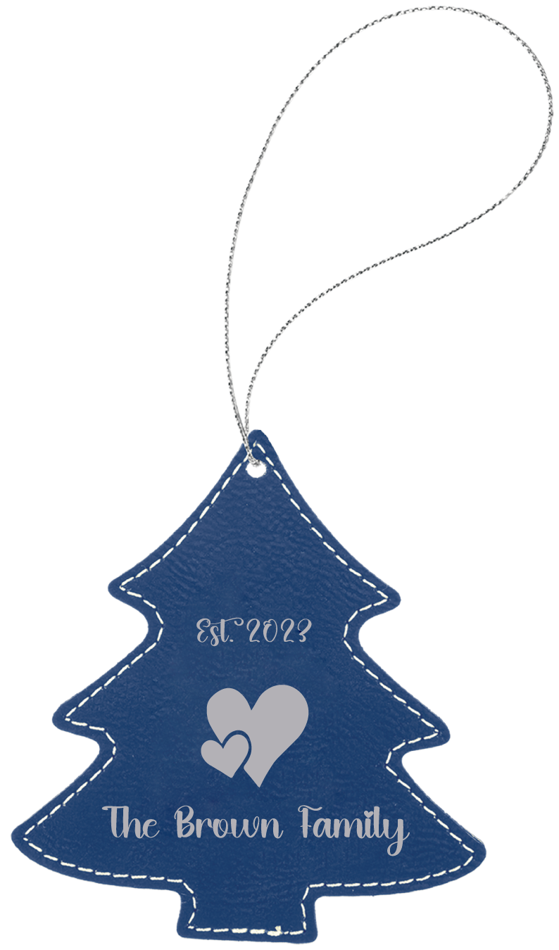 Christmas Tree Leatherette Ornaments - Engraves Silver