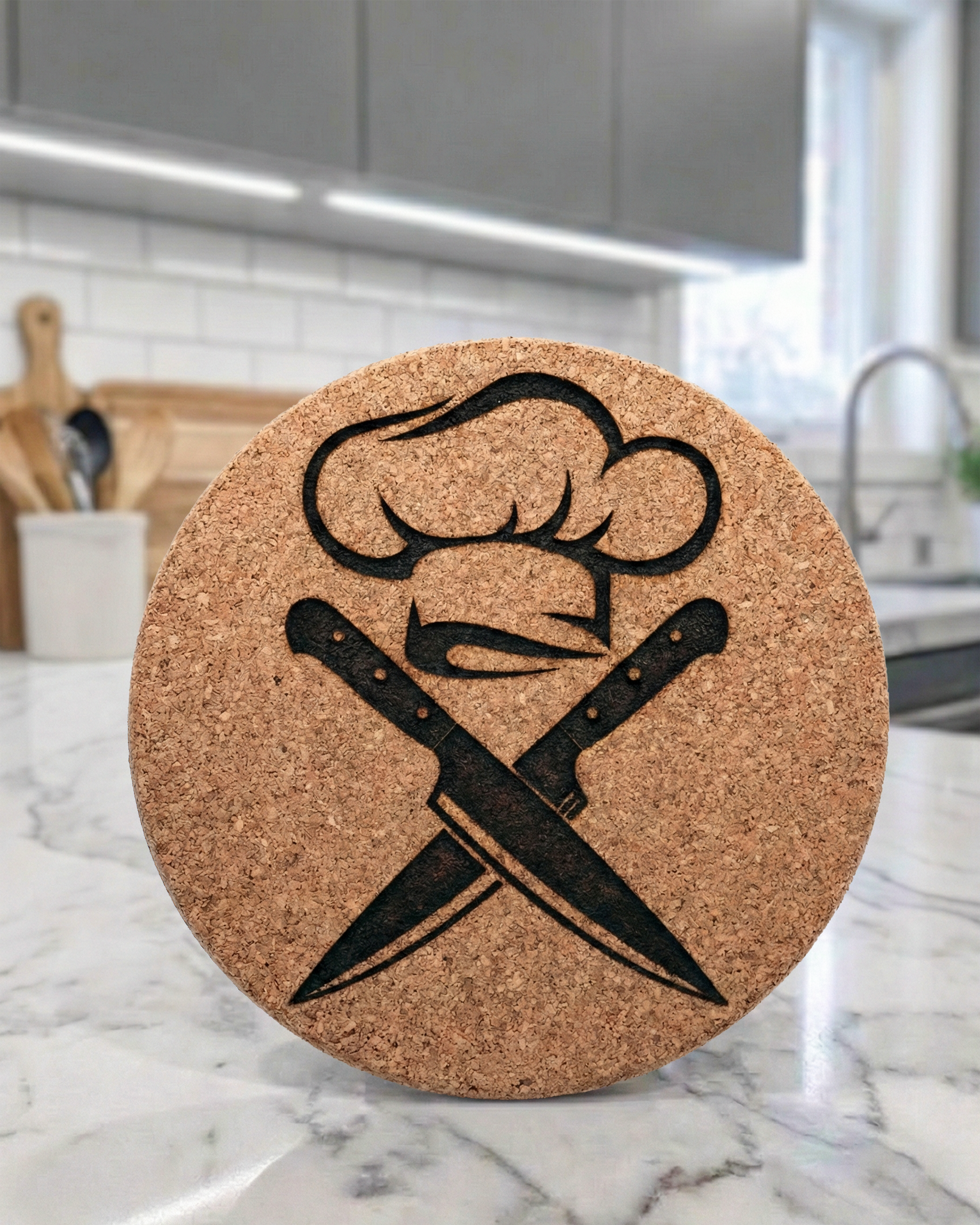 Chef Hat & Knives Laser Engraved Trivet