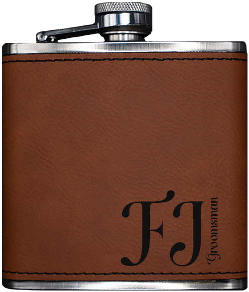 Leatherette Flask - Black Engraving