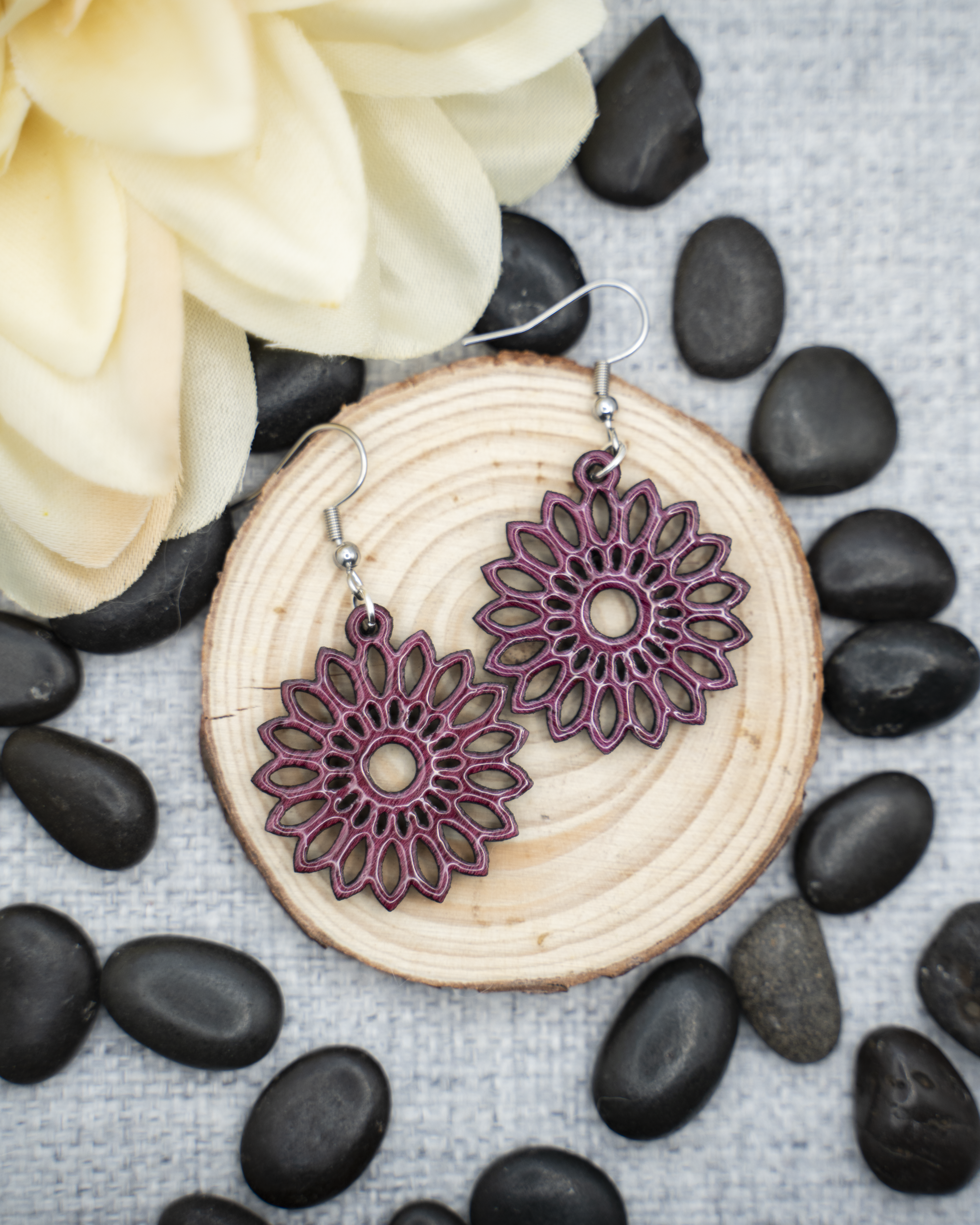 Geometric Sunflower Earrings