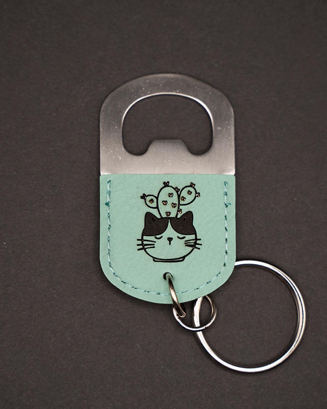 Serious Cat(cus) Keychain Bottle Opener