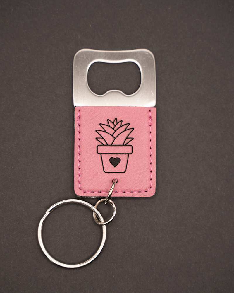 Heart Pot Cactus Keychain Bottle Opener