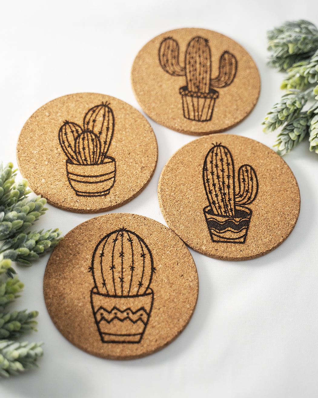 Potted Cactus Cork Coasters