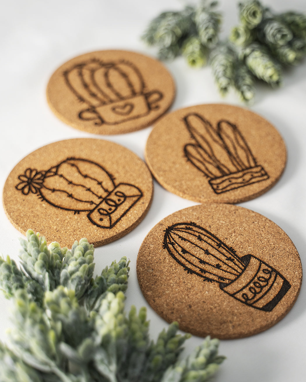 Cute Cactus Cork Coasters