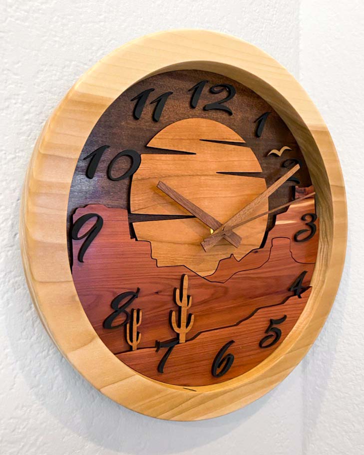 Desert Landscape Wooden Clock