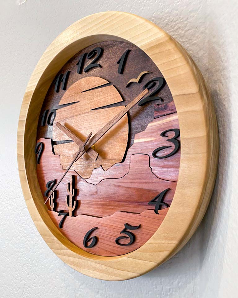 Desert Landscape Wooden Clock